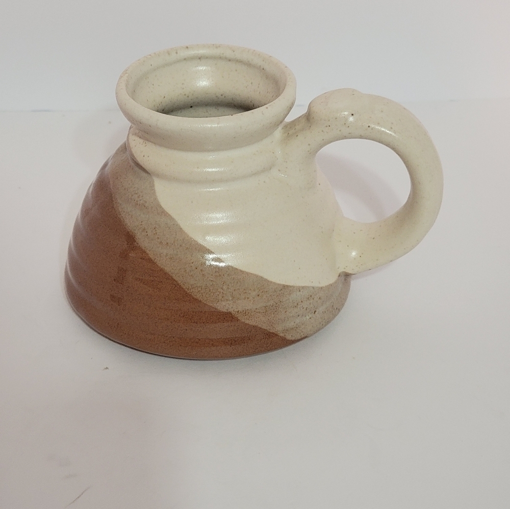 Elegant Cream and Brown Ceramic Vase